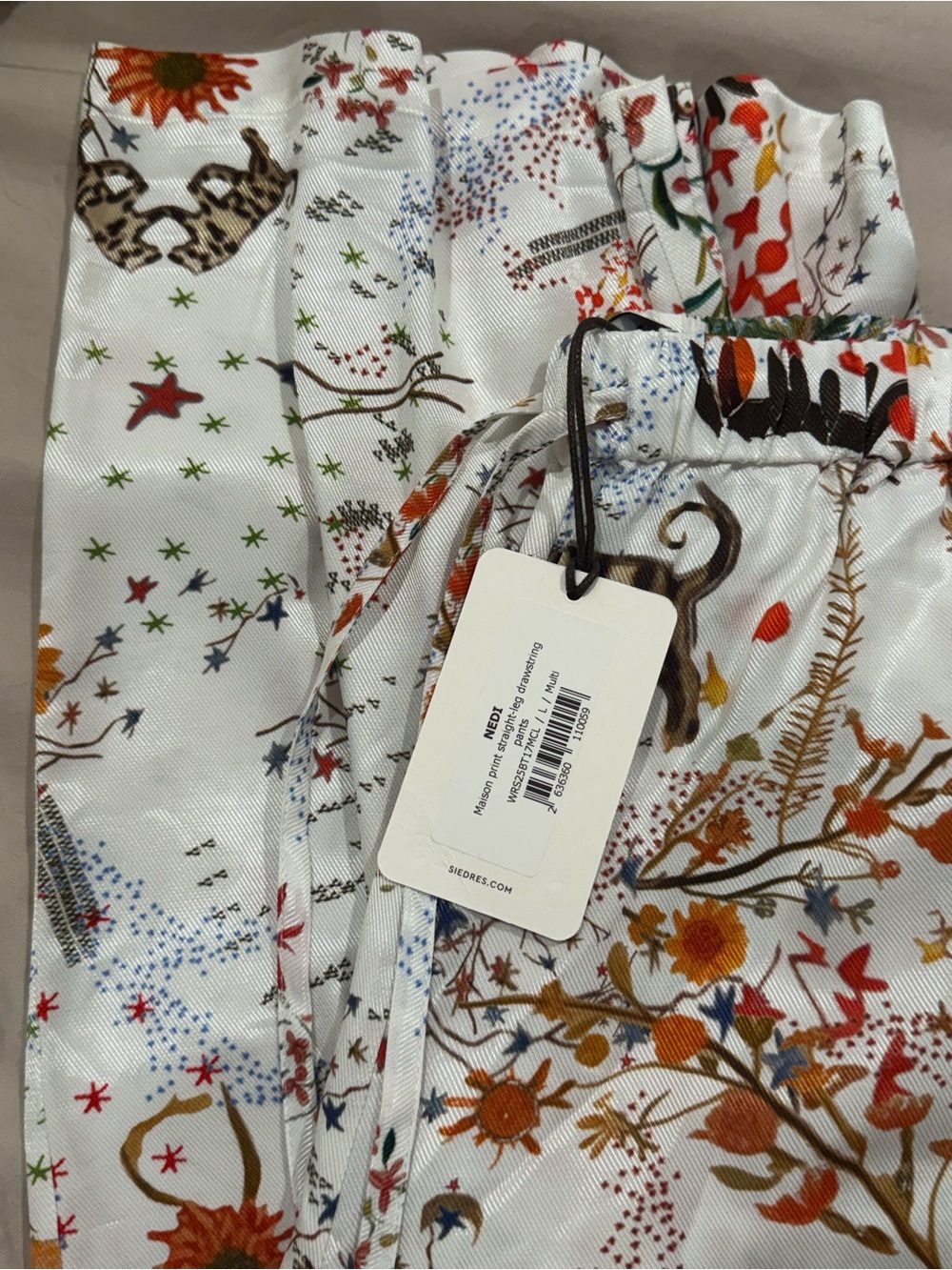 NWT SIEDRÉS MAISON PRINT STRAIGHT-LEG DRAWSTRING PANTS - Picture 5 of 7